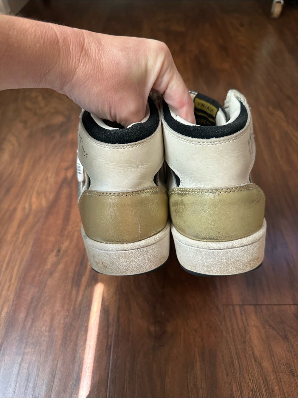 Vintage Havana High-Top Sneakers in Black and Cream - Picture 4 of 9